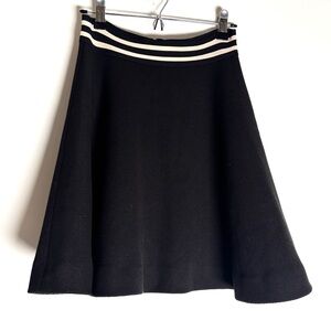 Sandro Paris Black A-Line Skirt | Minimalist Knit Skirt with Stripe Waistband